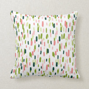 Modern Abstract Green pink Sprinkles Throw Pillow