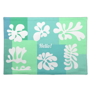 Modern Abstract Green Shapes Design Customizable Cloth Placemat