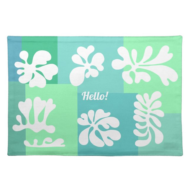 Modern Abstract Green Shapes Design | Customizable Cloth Placemat (Front)