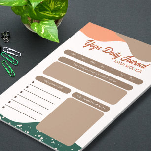Modern Abstract Green Terra Cotta Yoga Daily Notepad