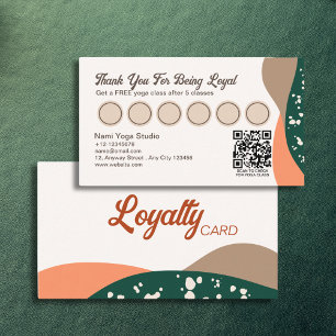 Modern Abstract Green Terra Cotta Yoga Loyalty Card