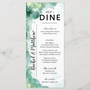 Modern Abstract Green Watercolor Wedding Menu