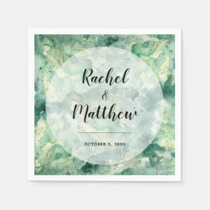 Modern Abstract Green Watercolor Wedding Napkins