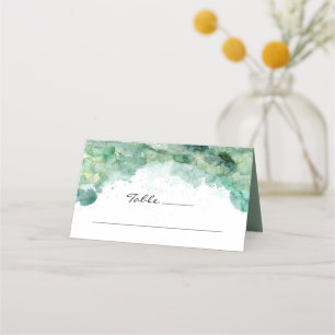 Modern Abstract Green Watercolor Wedding Placecard