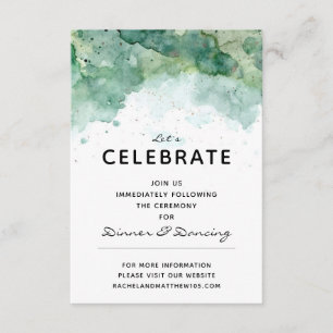 Modern Abstract Green Wedding Reception Cards
