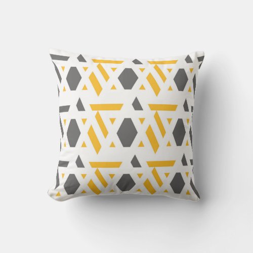 Modern abstract grey mustard yellow white throw pillow