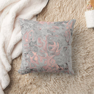 Modern Abstract Grey Pink Marble Pattern Throw Pillow