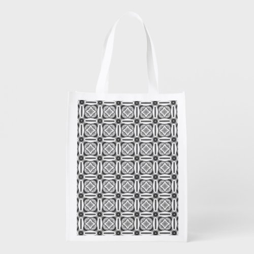 Modern Abstract Greyscale Grocery Bag