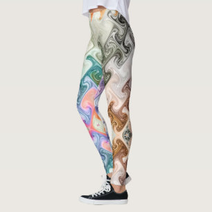modern abstract H,i letters colorful swirly effect Leggings