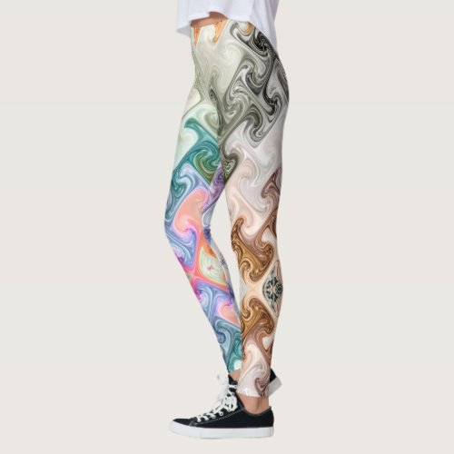 modern abstract Hi letters colorful swirly effect Leggings