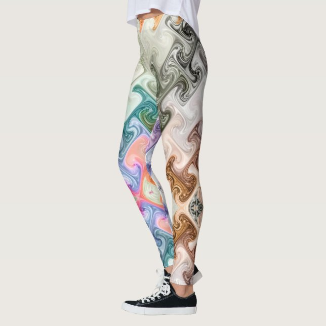 modern abstract H,i letters colorful swirly effect Leggings (Left)