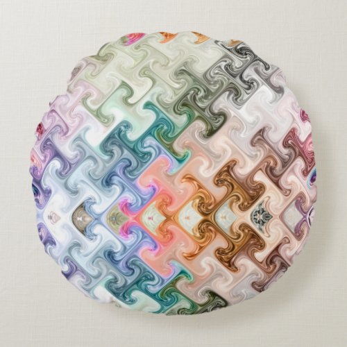 modern abstract Hi letters colorful swirly effect Round Pillow