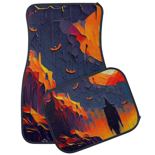 Modern Abstract Halloween Night Car Floor Mat (Set)