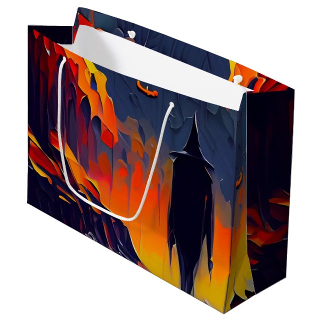 Modern Abstract Halloween Night Large Gift Bag (Front Angled)