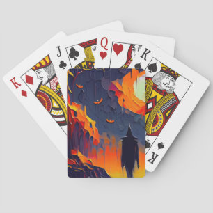 Modern Abstract Halloween Night Poker Cards
