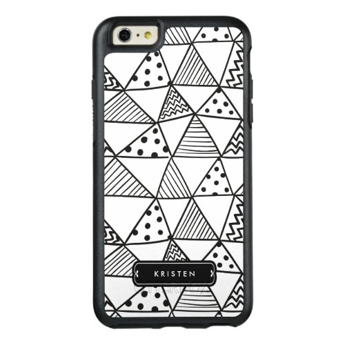 Modern Abstract Handdrawn Doodle Monogram Name OtterBox iPhone 66s Plus Case