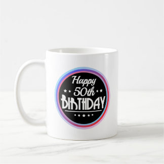 Modern Abstract Happy 50th Birthday Coffee Mug