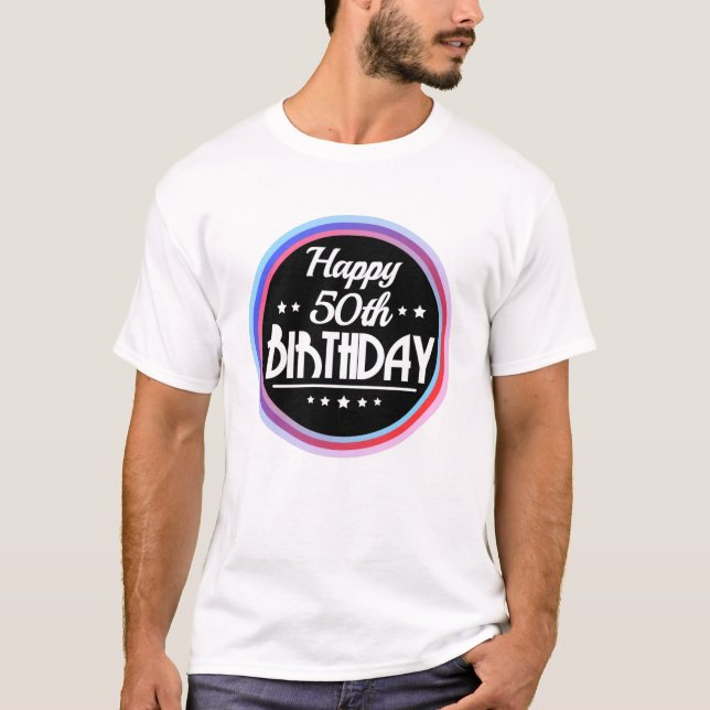 Modern Abstract Happy 50th Birthday T-Shirt (Front)
