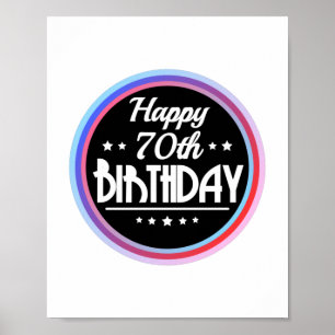 Modern Abstract Happy 70th Birthday Poster