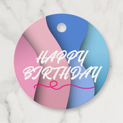 Modern Abstract Happy Birthday Favor Tags