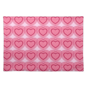 Modern Abstract Hearts - Azalea Pink Cloth Placemat