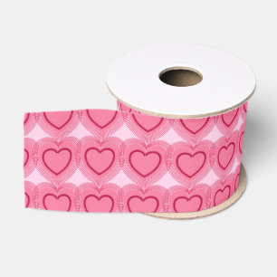 Modern Abstract Hearts - Azalea Pink Grosgrain Ribbon