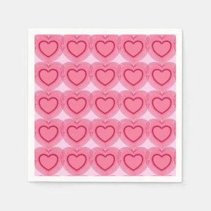 Modern Abstract Hearts - Azalea Pink Paper Napkins