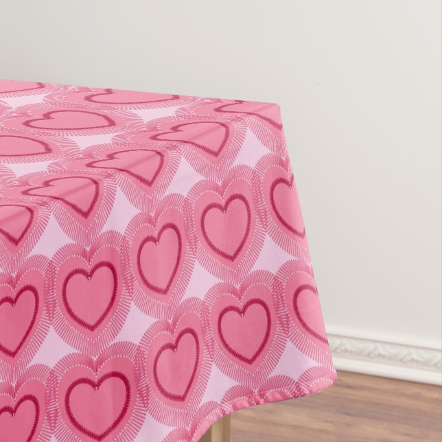 Modern Abstract Hearts - Azalea Pink Tablecloth (In Situ)