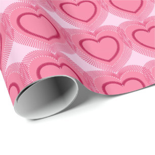 Modern Abstract Hearts - Azalea Pink Wrapping Paper