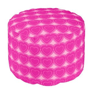 Modern Abstract Hearts - Fuchsia Pink Pouf