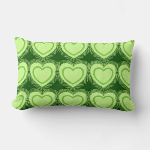 Modern Abstract Hearts _ Lime Green Lumbar Pillow