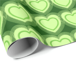 Modern Abstract Hearts - Lime Green Wrapping Paper