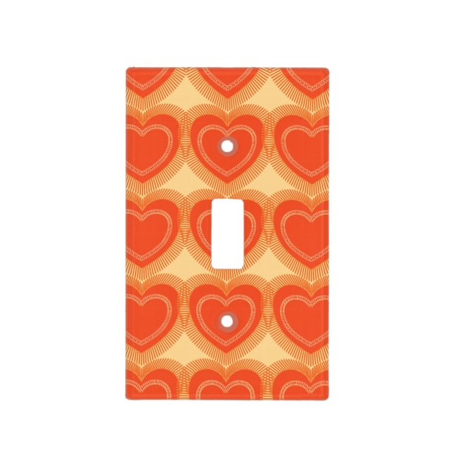Modern Abstract Hearts - Mandarin Orange Light Switch Cover (Front)