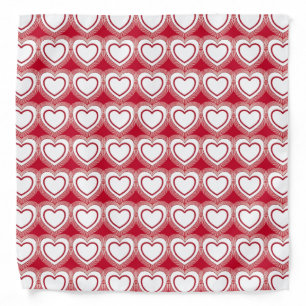 Modern Abstract Hearts - Red and White Bandana