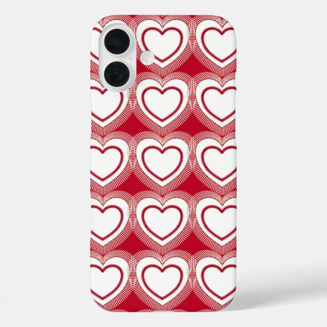 Modern Abstract Hearts - Red and White Case-Mate iPhone Case (Back)