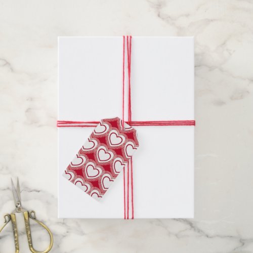 Modern Abstract Hearts _ Red and White Gift Tags