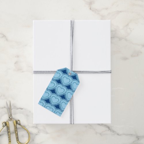 Modern Abstract Hearts _ Sky Blue and Cobalt Gift Tags