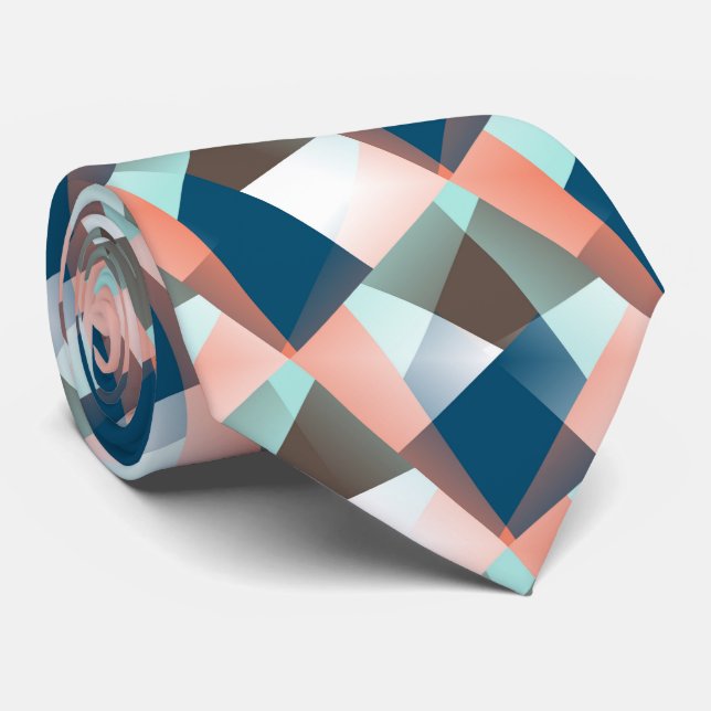 Modern Abstract Hip Geometric Mosaic Art Pattern Neck Tie (Rolled)