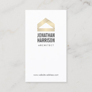 Modern Abstract Home Logo Gold/White Business Card