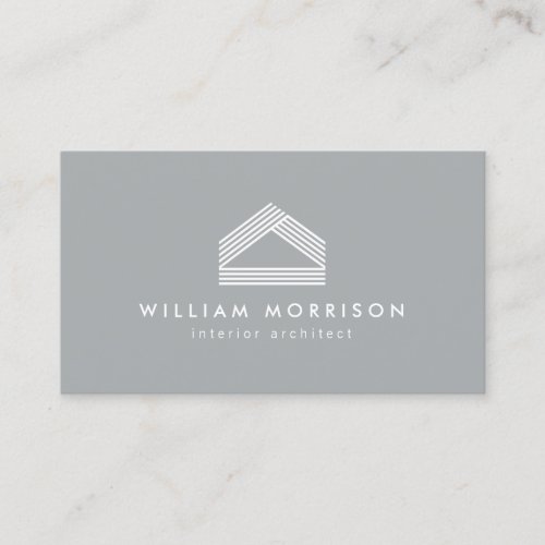 Modern Abstract Home Logo Gray Business Card