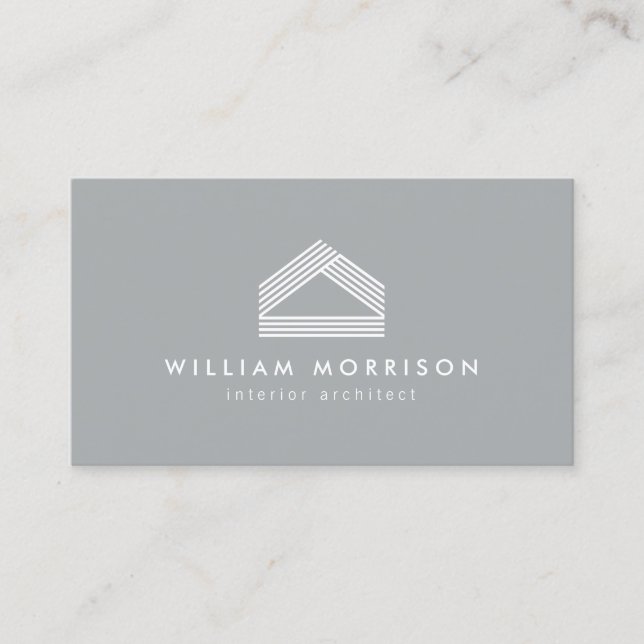 Modern Abstract Home Logo Gray Business Card (Front)