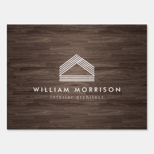 Modern Abstract Home Logo On Dark Woodgrain Sign Zazzle Com