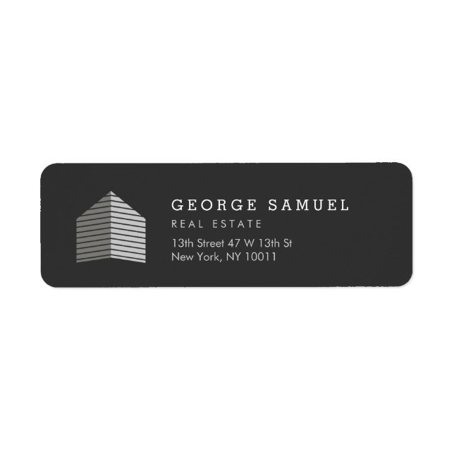 Modern Abstract Home Logo Realtor Black White Label (Front)
