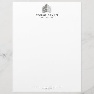 Modern Abstract Home Logo Realtor Gray White Letterhead