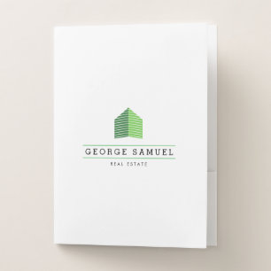 Modern Abstract Home Logo Realtor Green Pocket Folder