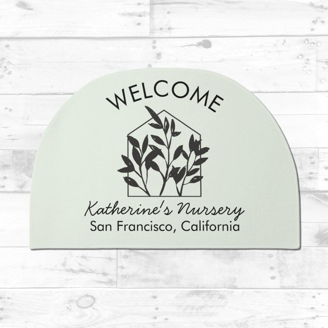 Modern Abstract House Plant Personalized Gardening Doormat (In situ on wood floor)