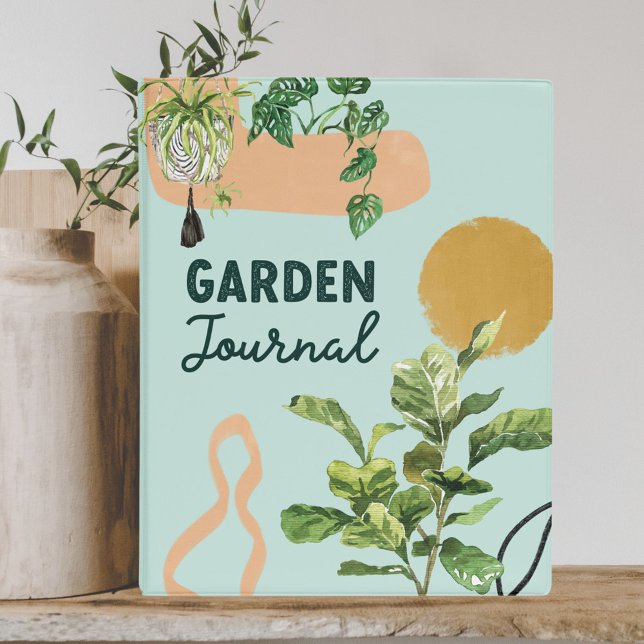 Modern Abstract Houseplant Garden Journal Mini Binder (In situ)