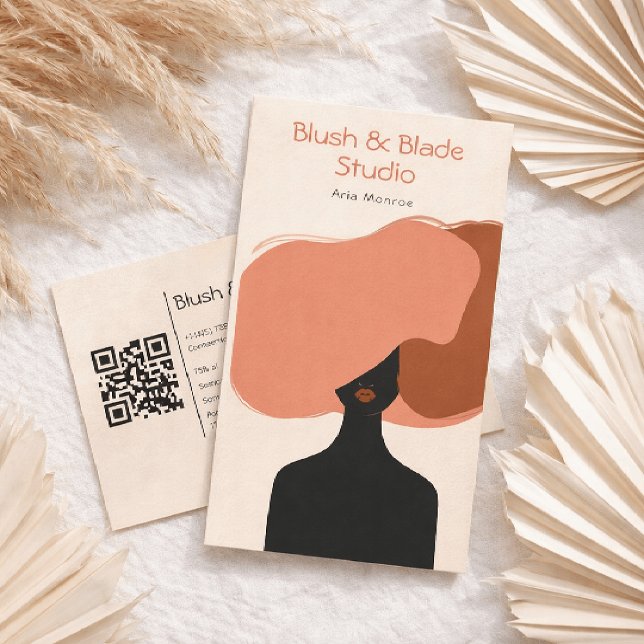 Modern abstract Illustration Hairstylist Salon Business Card (Creator Uploaded)
