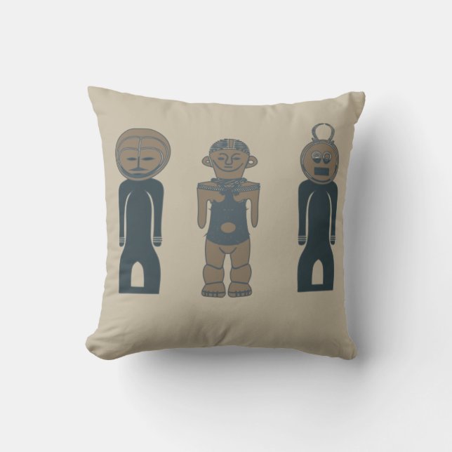 Modern abstract Indigenous silhouette and face art Throw Pillow (Front)