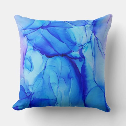 Modern Abstract Indigo Blue Purple Swirls Throw Pillow